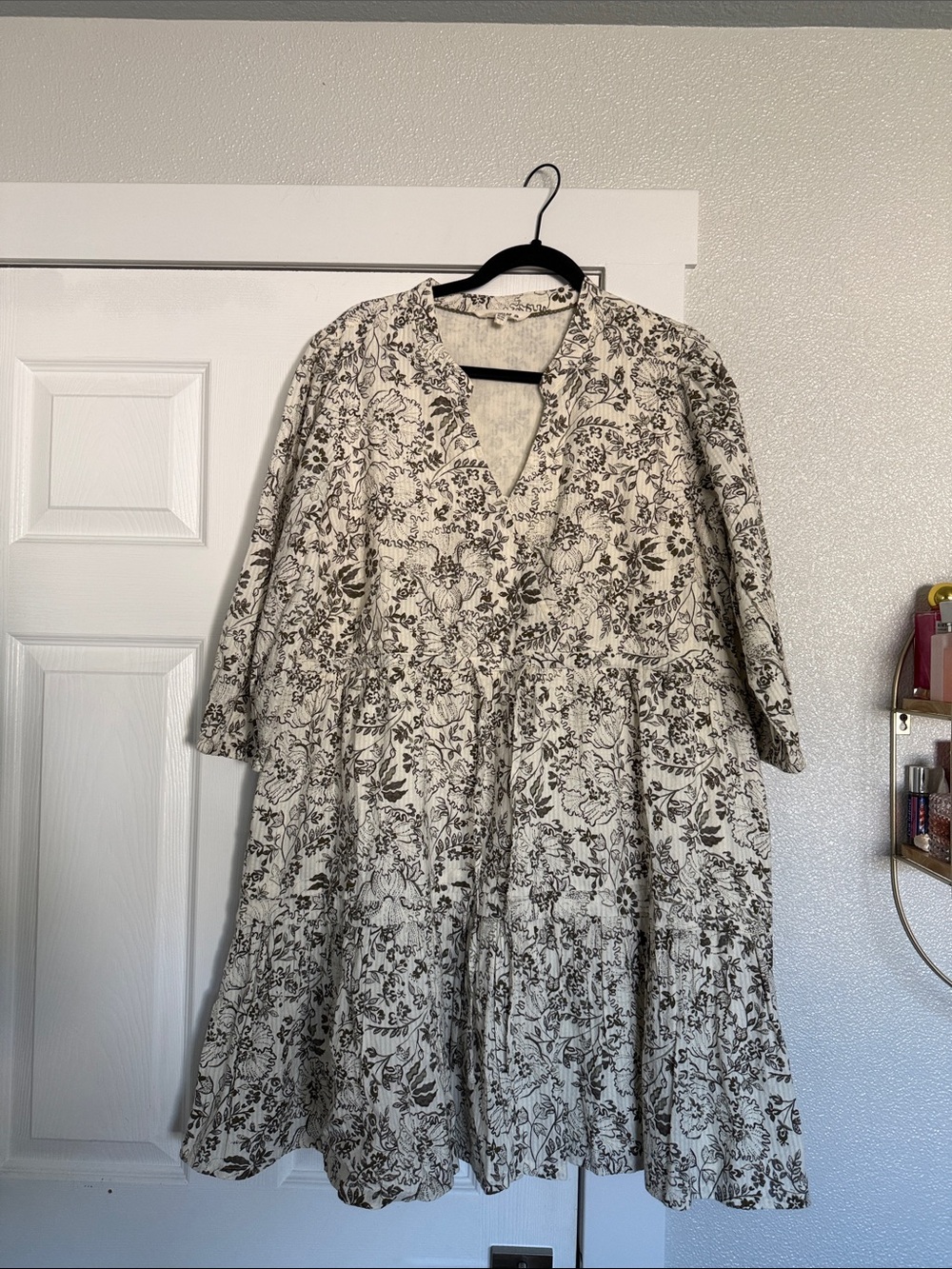 Fatface NWOT Floral Tiered Midi Dress in Cream & brownish size US 10R